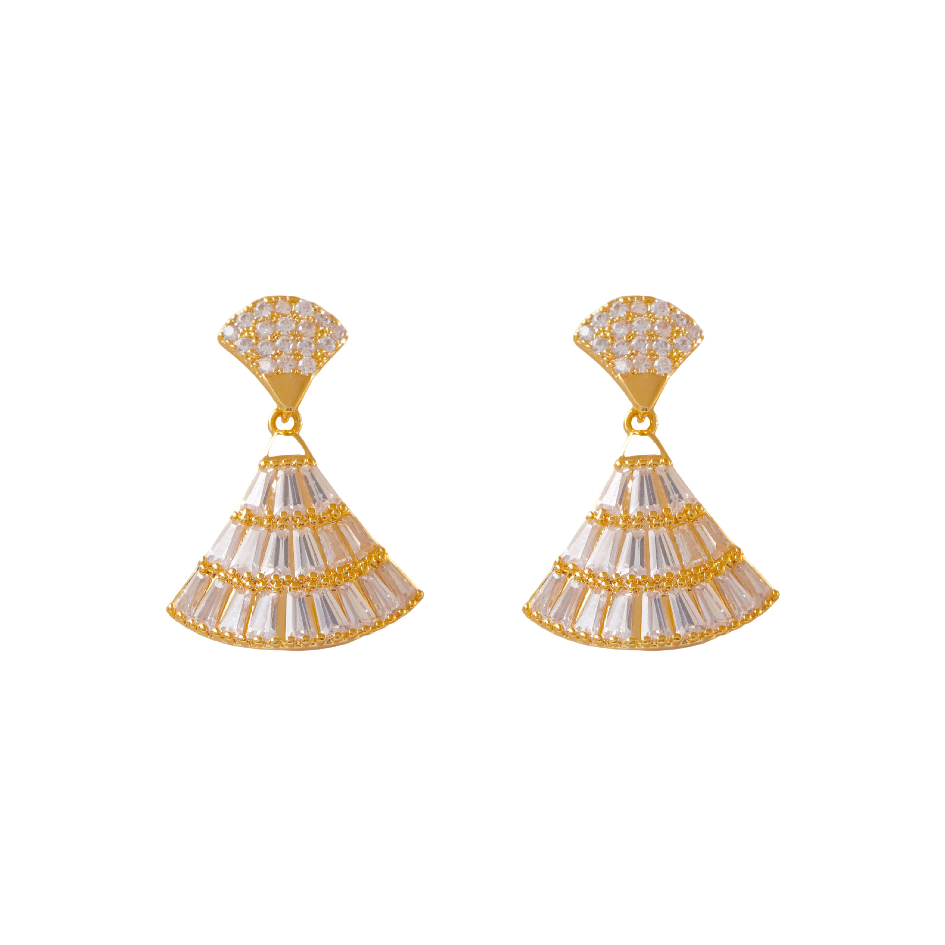 Hyacinth temperamento alta sensibilidad circonitas abanico aretes versátil super flash aretes diseño de nicho de lujo plata agujas orejeras para mujeres Item Picture