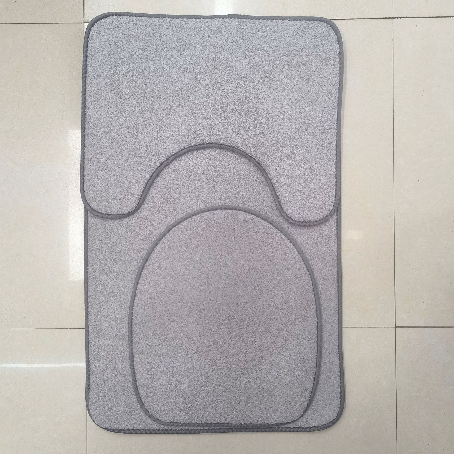 Milano fleece color sólido absorbente antideslizante baño baño asiento de inodoro U forma de dos piezas juego de tres piezas esponja piso mat details Picture