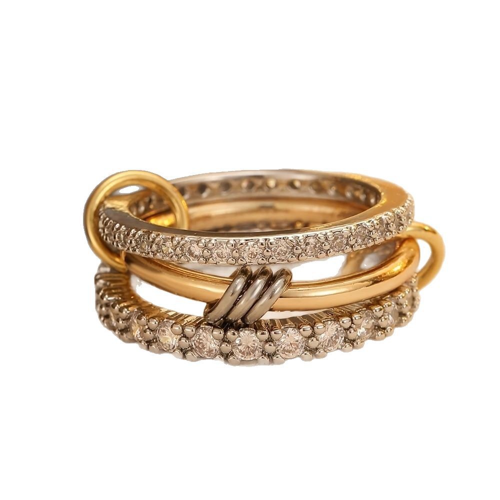 Custom-made cross-border fashion rings from Europe and America, copper-plated with 18k gold, Amazon light luxury ring texture, high-end jewelry Item Picture