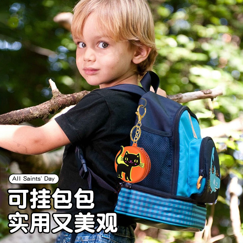 Factory direct sales of cartoon round silicone coin purses, versatile little dinosaur keychains, bags, hanging decorations, cute and fun storage Specification image