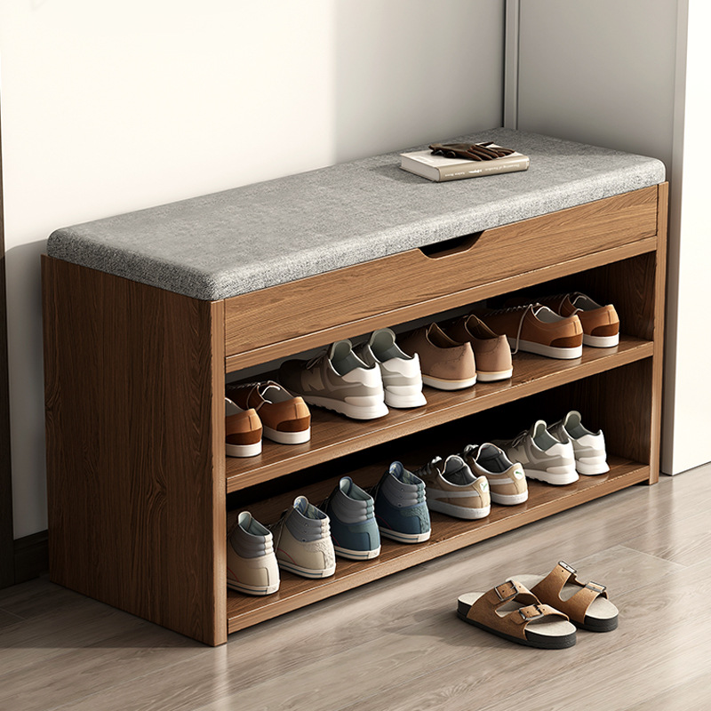 The shoe-changing stool with a flip cover is simple and modern. There is a boot storage stool at the doorstep, a storage stool, a sitting shoe-wearing stool, and a low stool details Picture