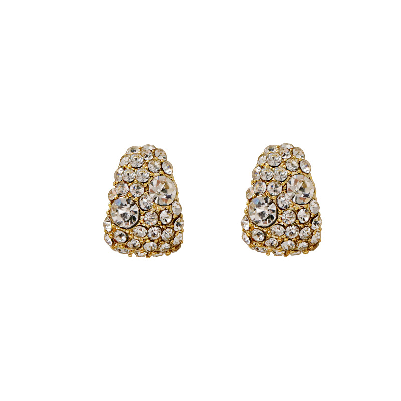 Hyacinth copper-plated gold stud earrings for women 2025 New bestsellers, light luxury and high-end style earrings, exaggerated sparkling diamond retro earrings Item Picture