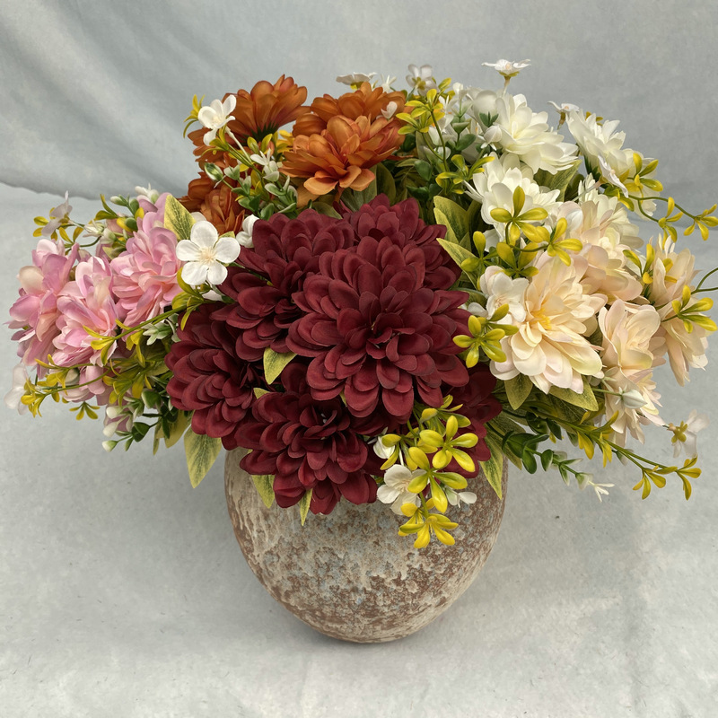 仿真9头千层菊家居场景装饰配景客厅会所摆放配饰假花摄影道具