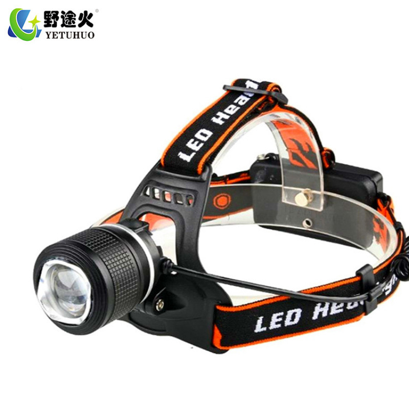 White, yellow and blue LED high-intensity dual-light focusing, charging, waterproof headband lamp, outdoor fishing special t6 headlamp details Picture