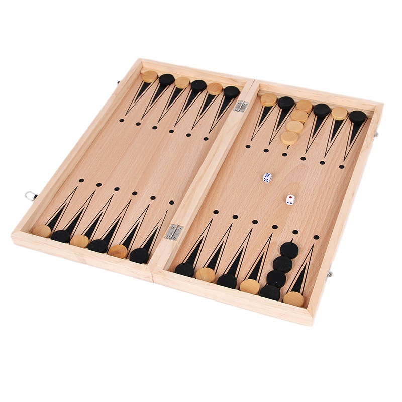 Solid wood three-in-one chess foldable competitive teaching and educational board game toys, cross-border exclusive supply, factory direct sales details Picture
