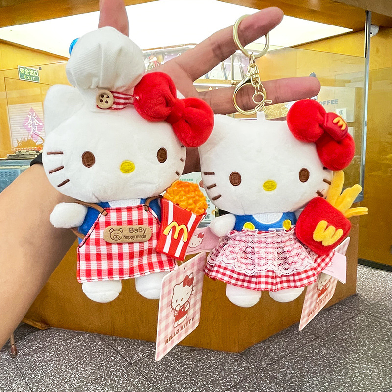 新款正版hellokitty小挂件kt毛绒公仔包包挂件kitty猫钥匙扣玩偶