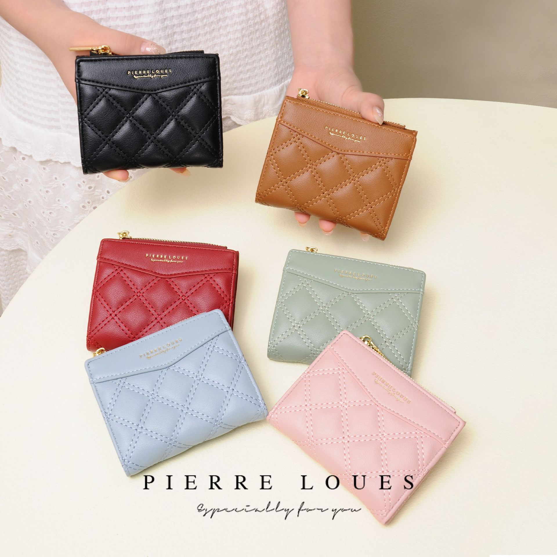 A fashionable new diamond-patterned student high-end wallet with a Korean InS-style short zipper and large capacity for women Specification image