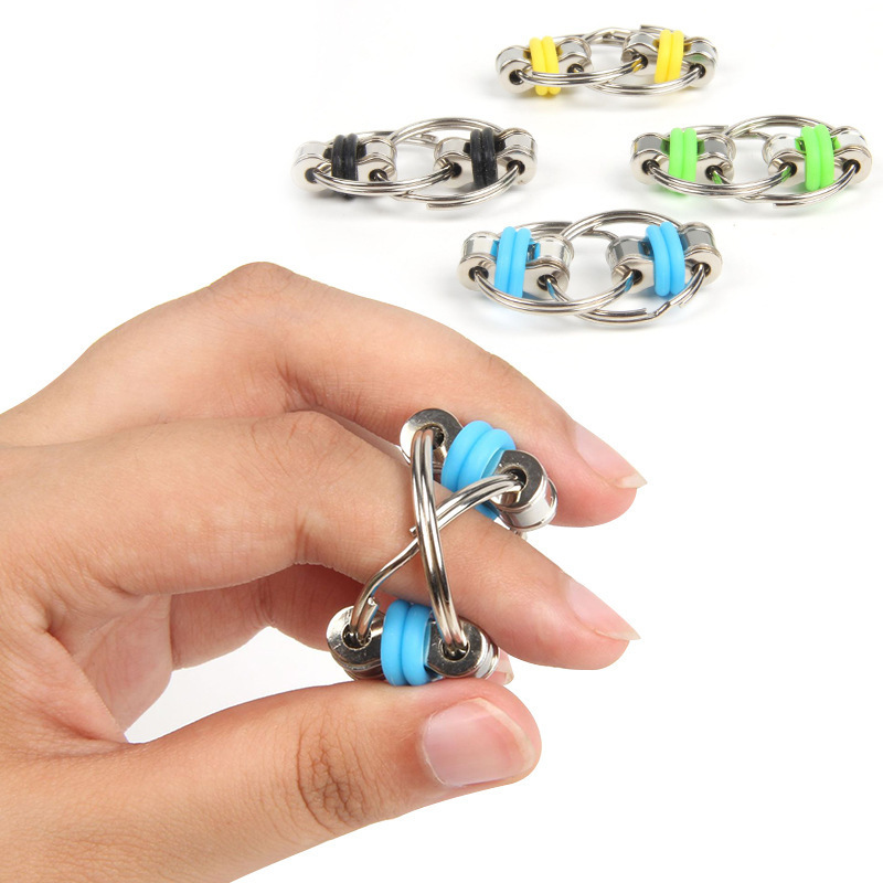 fidgetcube发泄自行车铁链解压金属钥匙扣减压链条产品图