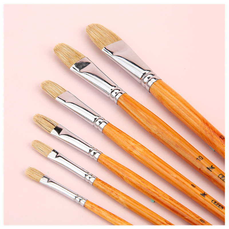 Factory direct sales of 6-piece watercolor, gouache and oil painting brushes, art painting brushes, pig's mane acrylic brush sets