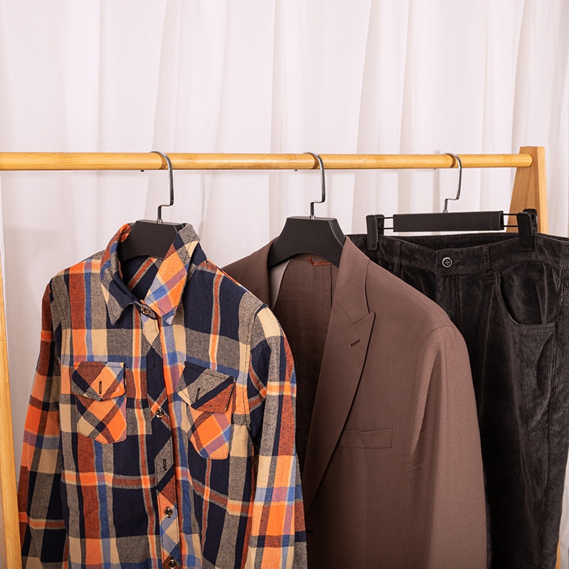 服装店衣架塑料宽肩无痕黑色衣服架男装女装成人衣挂衣撑批发收纳细节图