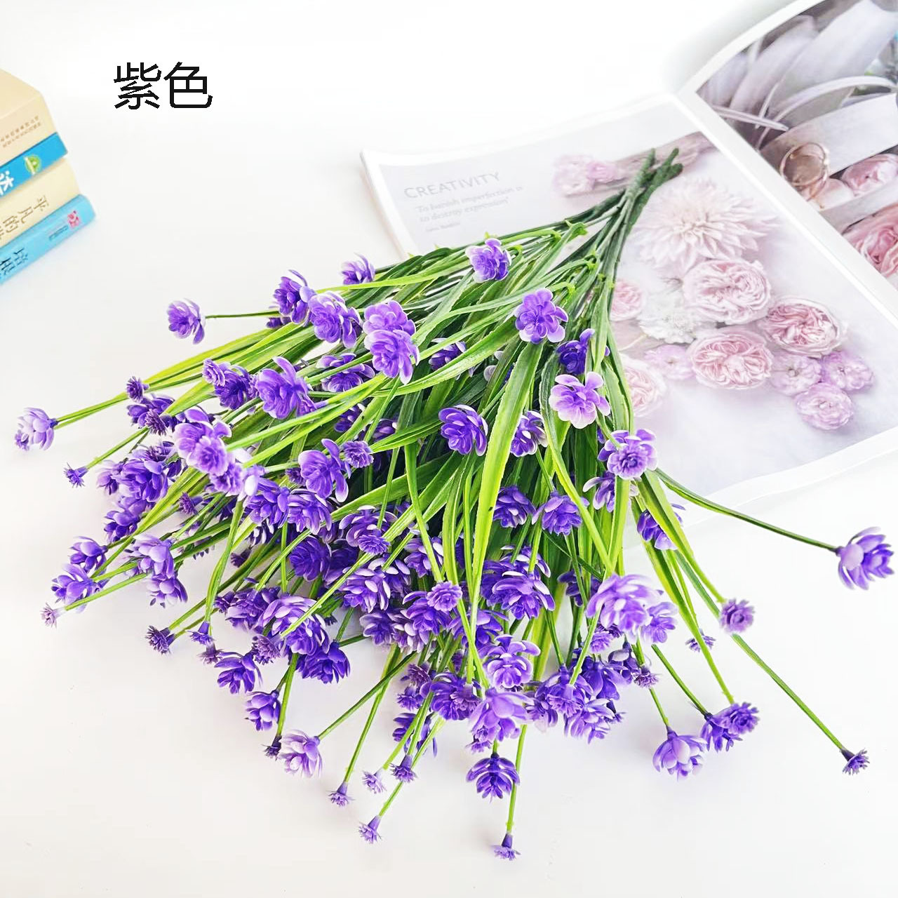 仿真花DIY发饰配件/假花/5朵塑膠花/仿真花/假花批发产品图