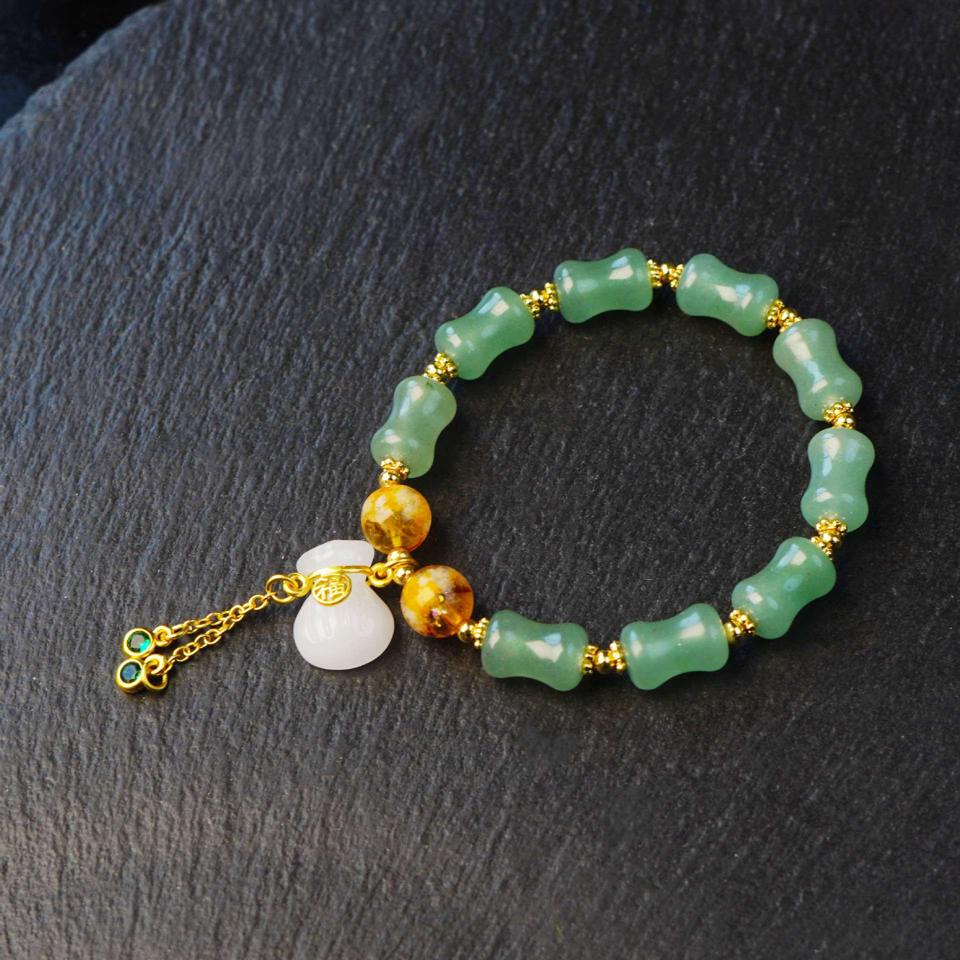 New natural golden thread jade Joint promotion bracelet for women, Tianshan Green Bamboo joint money bag bracelet, jewelry for women who have passed the college entrance examination