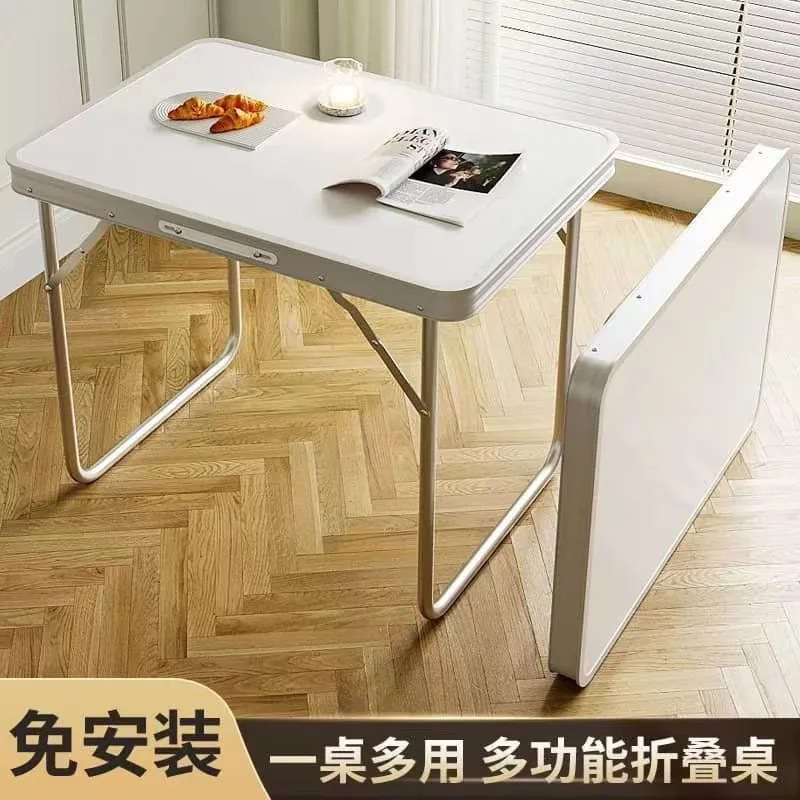Outdoor folding table for street vending, computer desk, home study desk, height-adjustable folding table, ground push, foldable and portable