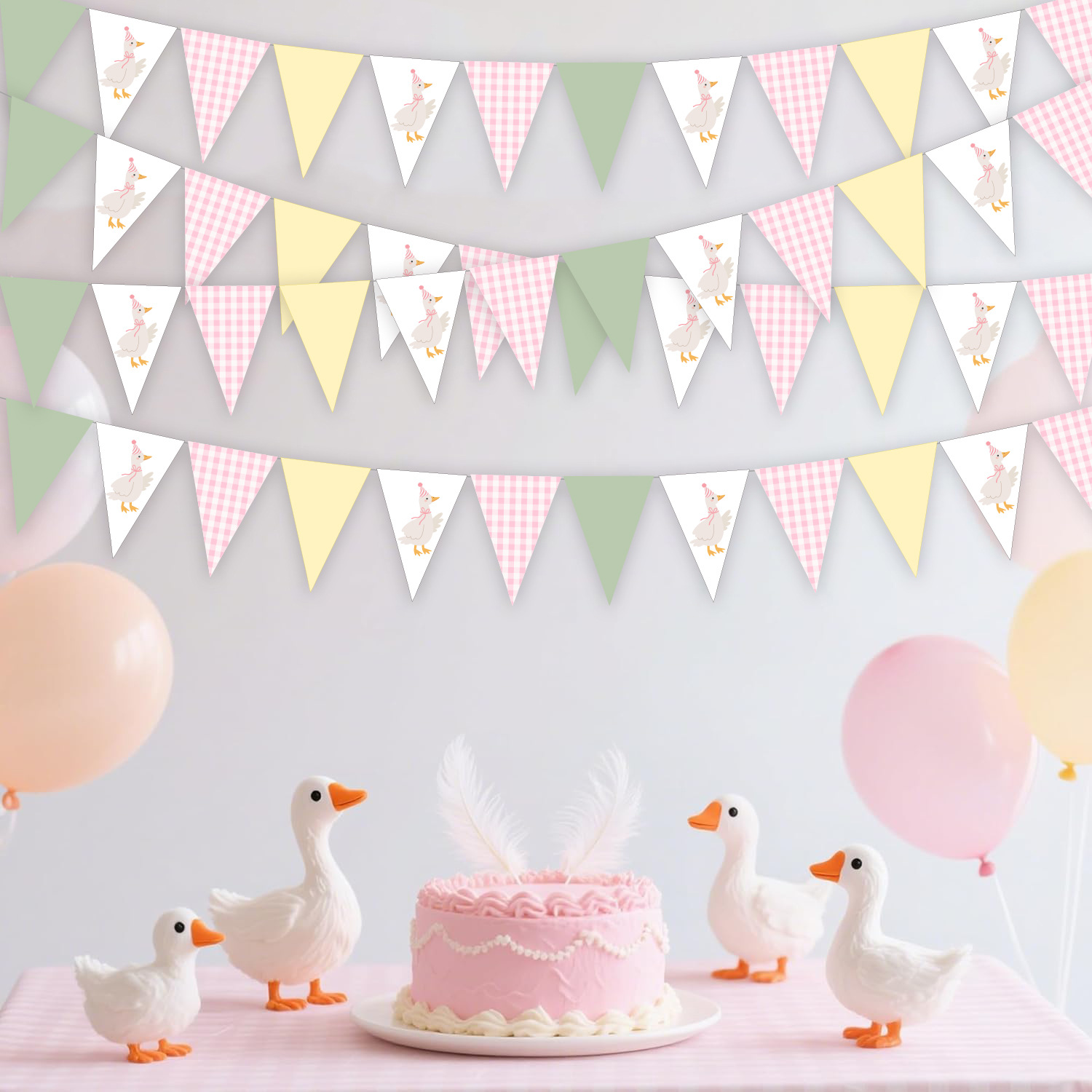 跨境热卖大鹅系列三角拉旗派对圣诞节幼儿园场景布置装饰用品