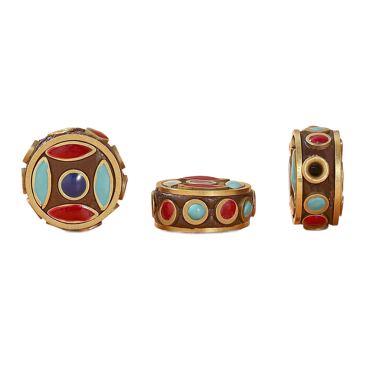 Tibetan ethnic style, retro Nepalese vintage brass beads, hand-inlaid barrel beads, DIY jewelry accessories Item Picture