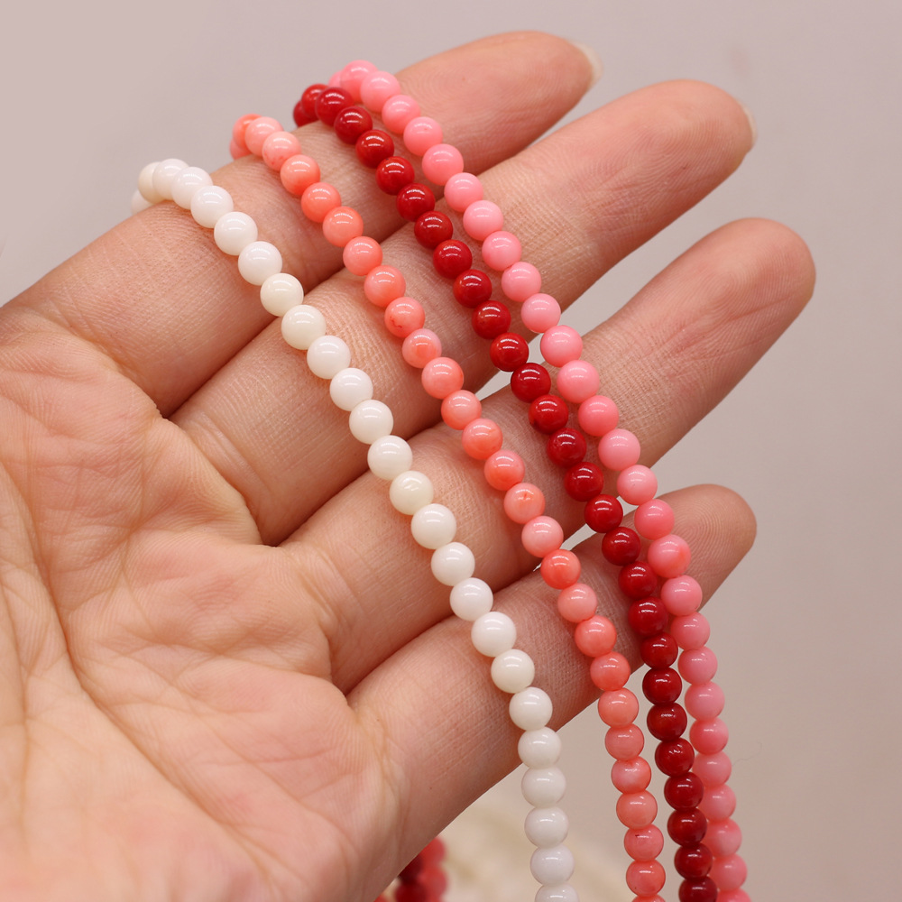 Synthetic coral beaded round DIY jewelry accessories, semi-finished necklaces, bracelets, handcrafted jewelry production and wholesale