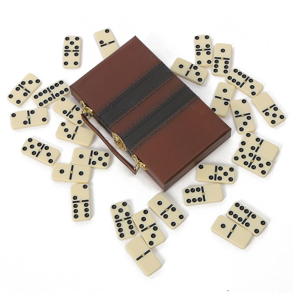 Factory wholesale of ivory-colored black dot dominoes, creative chess and card game gift dominoes on AliExpress Specification image