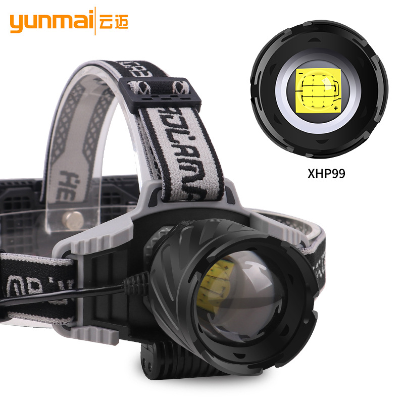 Amazon's new XHP99 LED strong headlight, 9-core zoom head-mounted XHP 70 USB rechargeable headlight details Picture