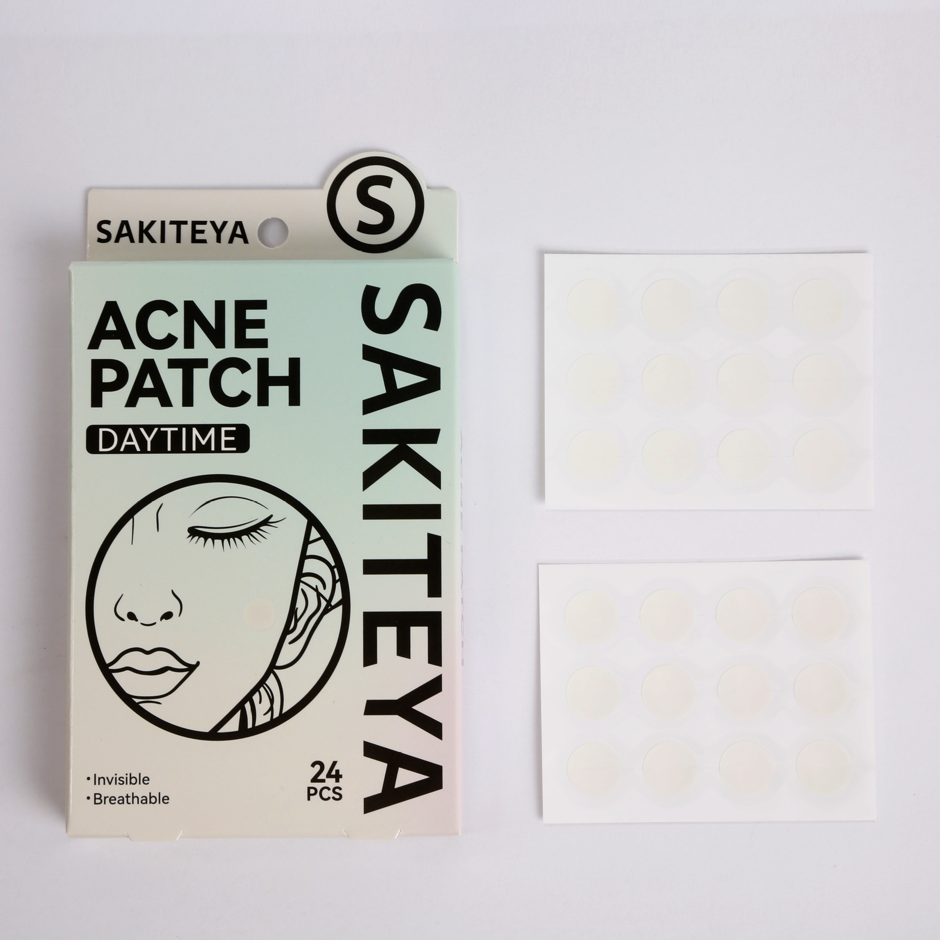 跨境出口英文痘痘贴隐形遮瑕透明日夜用24粒水杨酸超薄日用祛痘贴