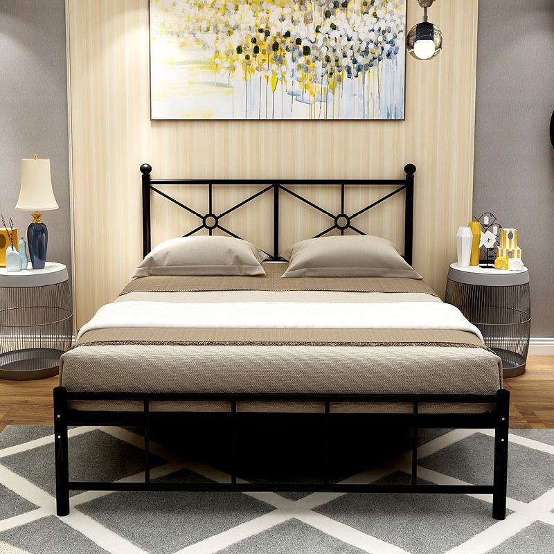 Star Factory wholesals InS-style high and low headboard simple single-layer iron frame beds for rental houses, single beds, double beds, dormitories and apartments, and iron beds details Picture