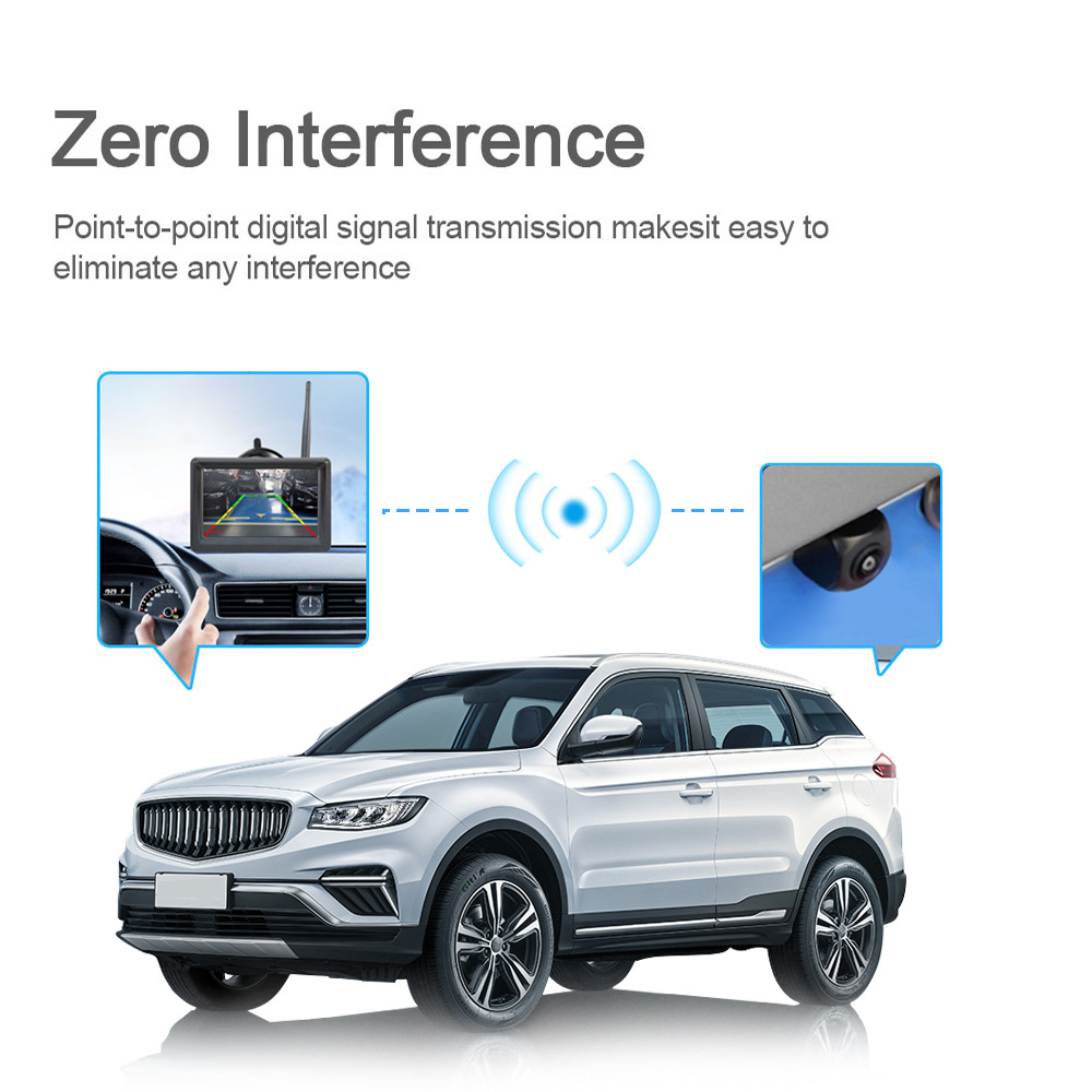 The 5-inch universal display screen for small cars is equipped with a built-in digital wireless high-definition 150° rearview reversing camera image system Application Scenario