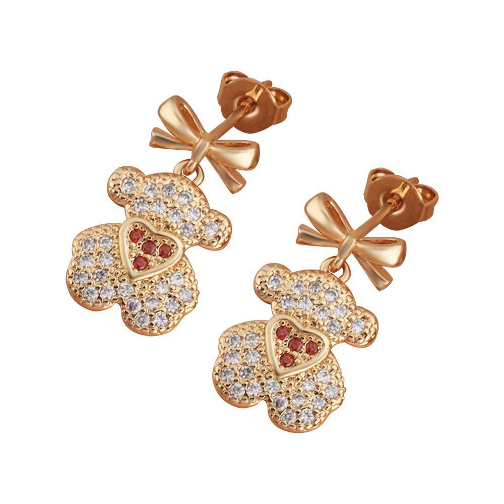 Trendy and elegant high-end earrings, Korean-style simple and fashionable copper cute and sweet bear stud earrings wholesale supply Item Picture