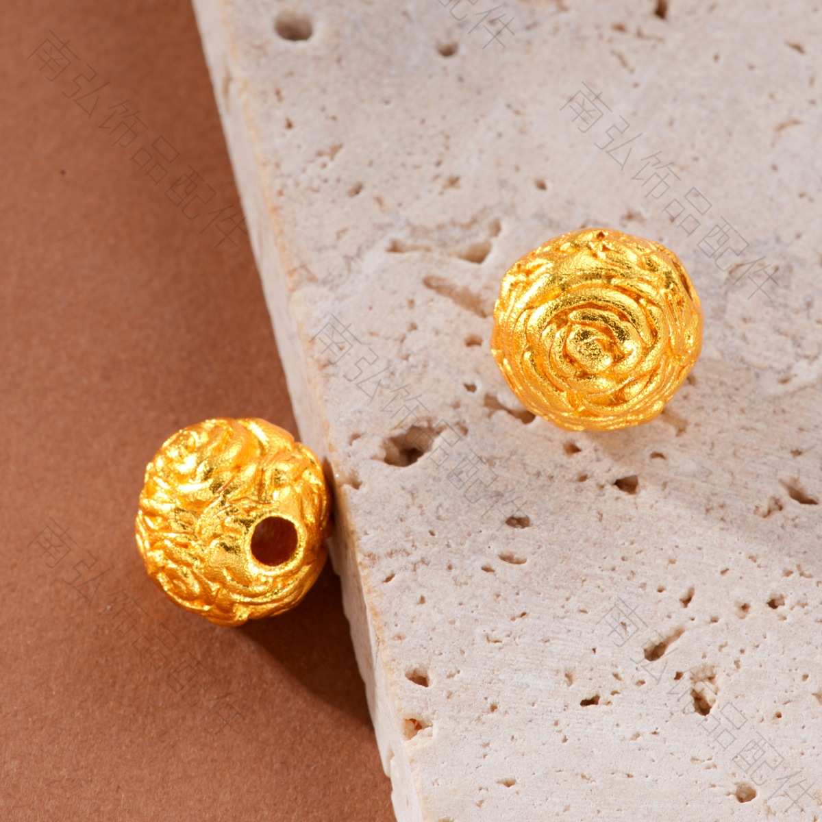 Ancient-style Vietnamese sand gold color-preserving rose large spacer beads high-end DIY bracelet necklace jewelry accessories Specification image