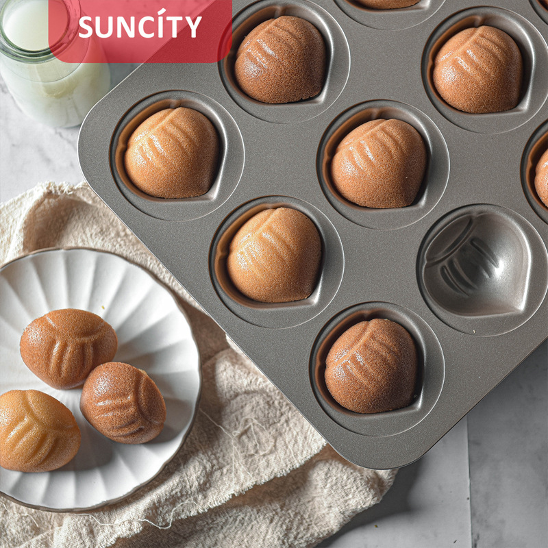 12联栗子蛋糕模具厂家现货创意黄油年糕蛋糕烤盘不粘烤箱烘焙工具