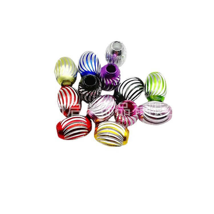 DIY in-stock wholesale of engraved oval-shaped randomly mixed aluminum beads for DIY jewelry accessories and loose beads Item Picture