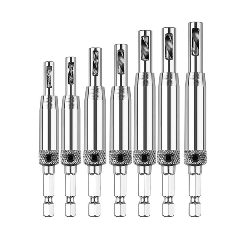 Cross-border hinge drill, woodworking door and window hinge hole opener, hand electric drill, positioning and drilling set, special-shaped hexagonal handle drill bit Item Picture
