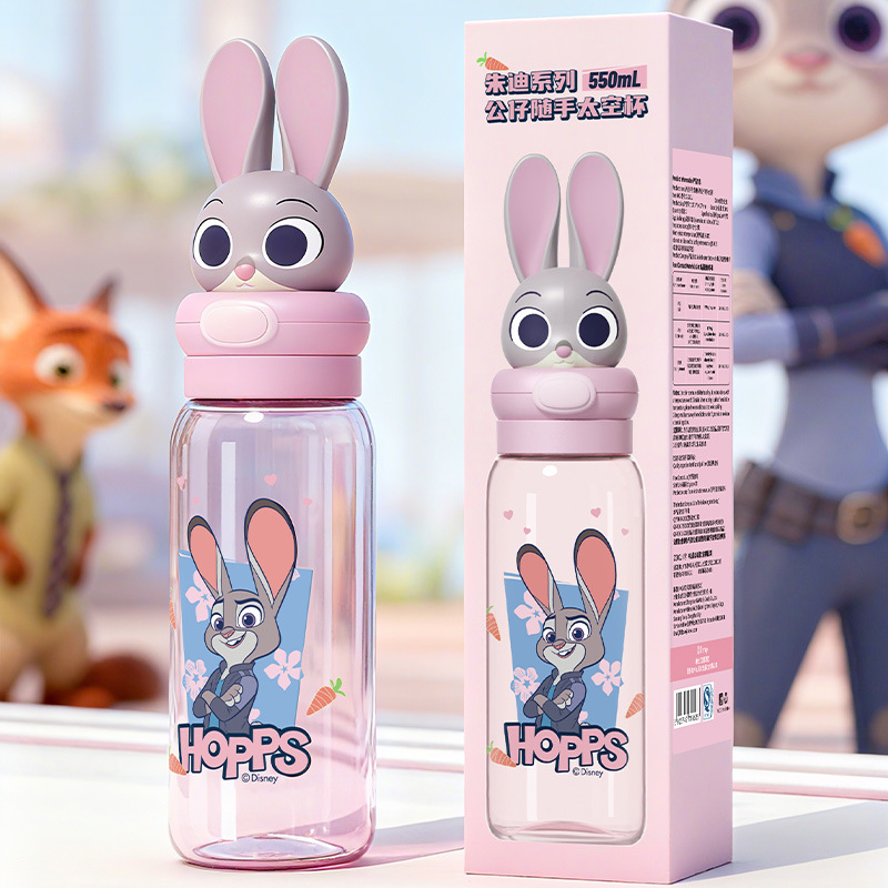 Zootopia co-branded Judy Nick plastic cup Children's space Straw Cup for school, cute tritan material details Picture