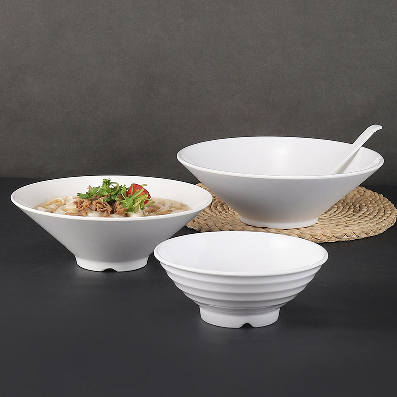 Melamine conical horn bowl, commercial ramen bowl, plastic imitation porcelain noodle restaurant, hot pot bowl, soup bowl, noodle bowl, spicy hot pot bowl Specification image