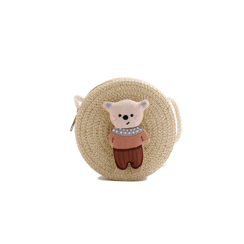 Niños dibujos animados conejo hierba tejida mochila pequeña niña bebé salir bolsa crossbody niños al aire libre viaje cero billetera Item Picture