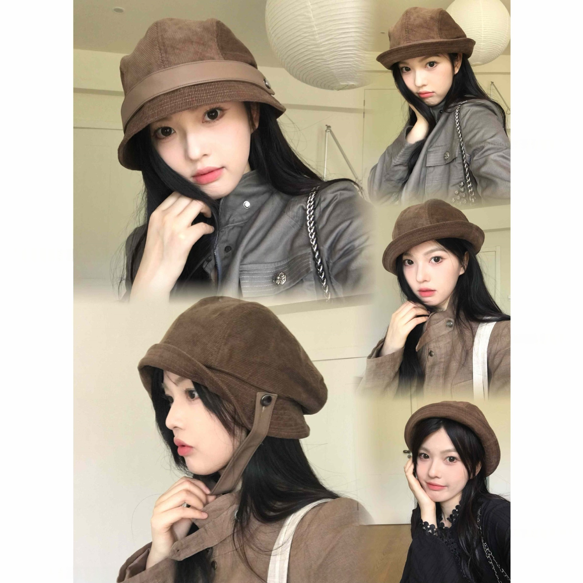 High-quality corduroy fisherman's hat for women, new style for autumn and winter, casual and versatile, it can make your face look good. Wear a small hat more often than not details Picture