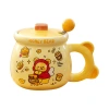 Cute honey bear ceramic cup, large-capacity covered spoon mug, high appearance level water cup, birthday gift and souvenir Item Picture