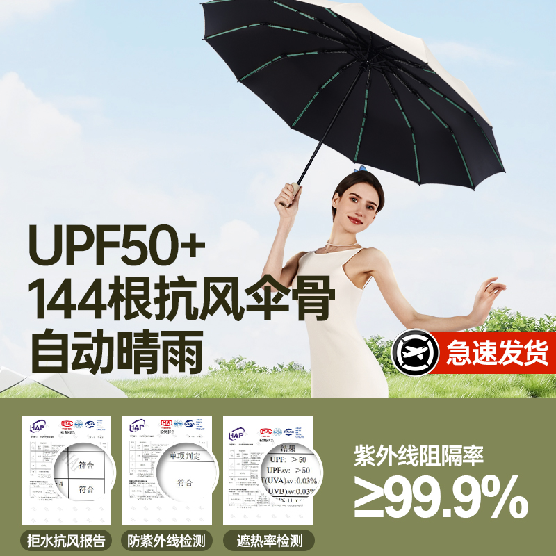 Wholesale large-sized fully automatic umbrellas for both men and women, suitable for both sunny and rainy days, including sun protection, UV protection and sunshade advertising umbrellas details Picture