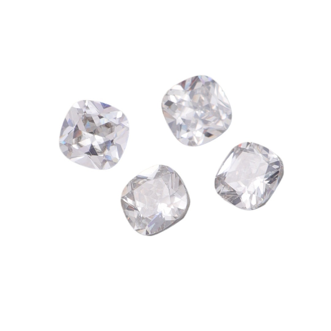 永佳宝石镀底锆石美甲钻饰爆闪白色肥方冰糖尖底异形饰品配件锆石白底实物图