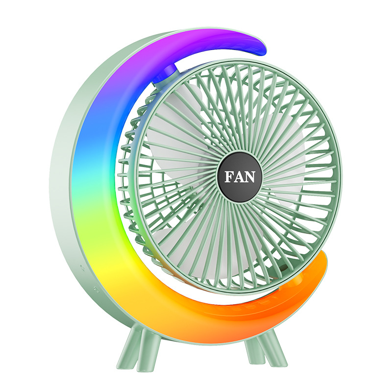New cartoon cute lighting desktop fan three-in-one home mini fan, mini portable usb charging Item Picture