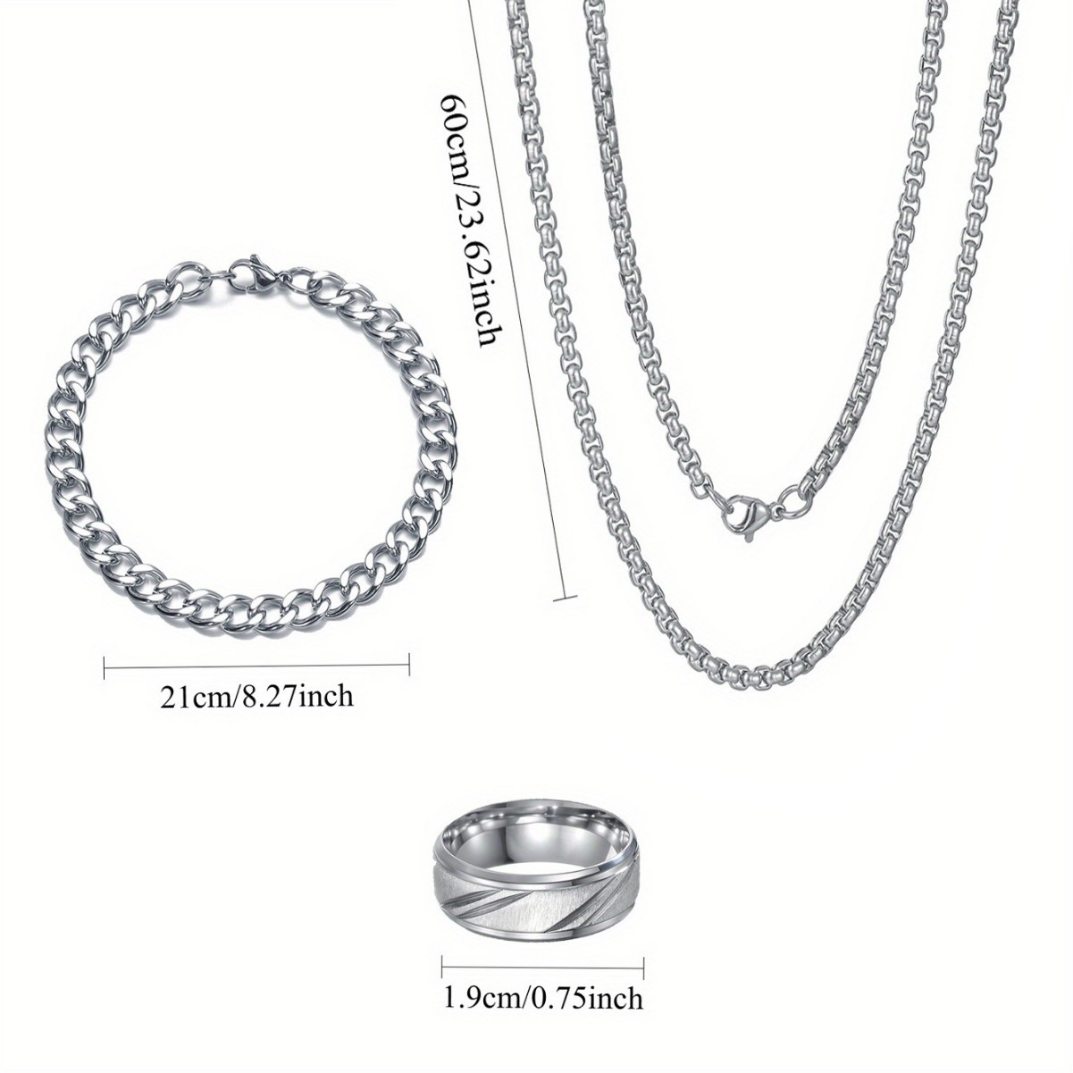 Wholesale of cross-border best-selling stainless steel round grinding bracelets, European and American men's fashionable Cuban chain bracelets, rings and accessory sets Application Scenario