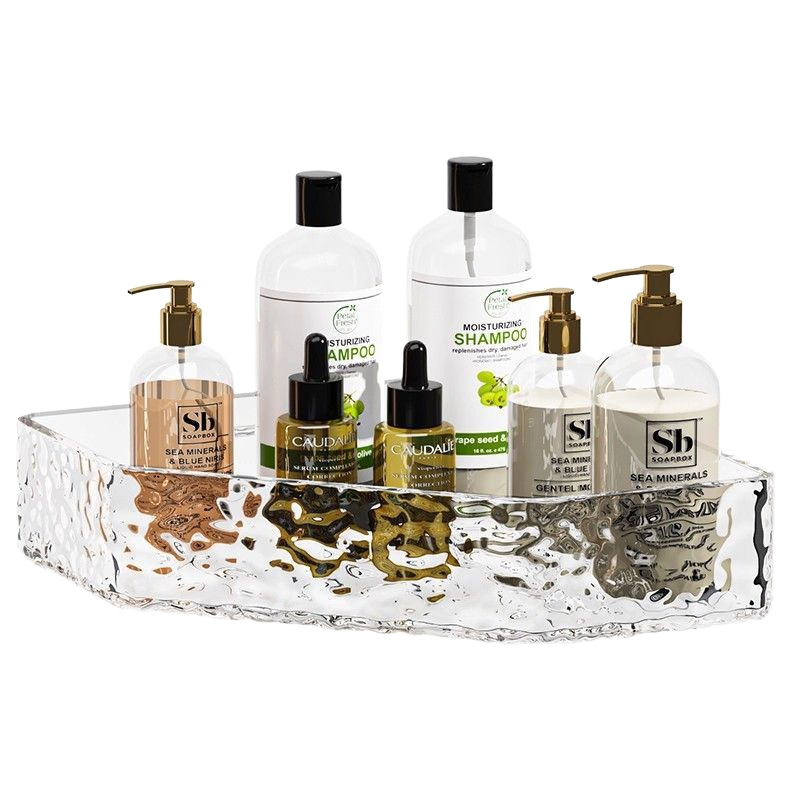 Acrylic non-perforated draining wall rack storage wonder, smart corner, beautiful bathroom and toilet storage rack, simple draining box Item Picture
