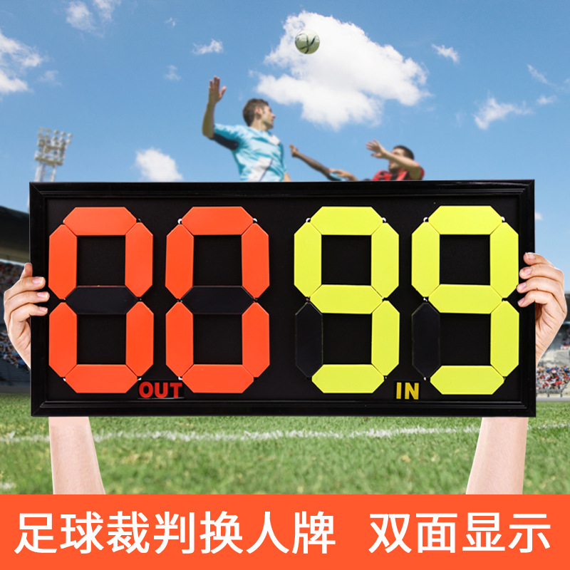 Four-sided manual football substitution cards for referees, with fluorescent design for football match substitution cards details Picture