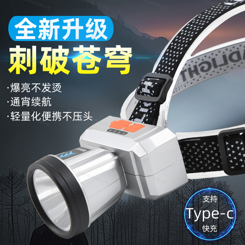 New mini headlamp, ultra-bright head-mounted strong headlamp, flashlight, outdoor home long-range charging night fishing miner's lamp Item Picture