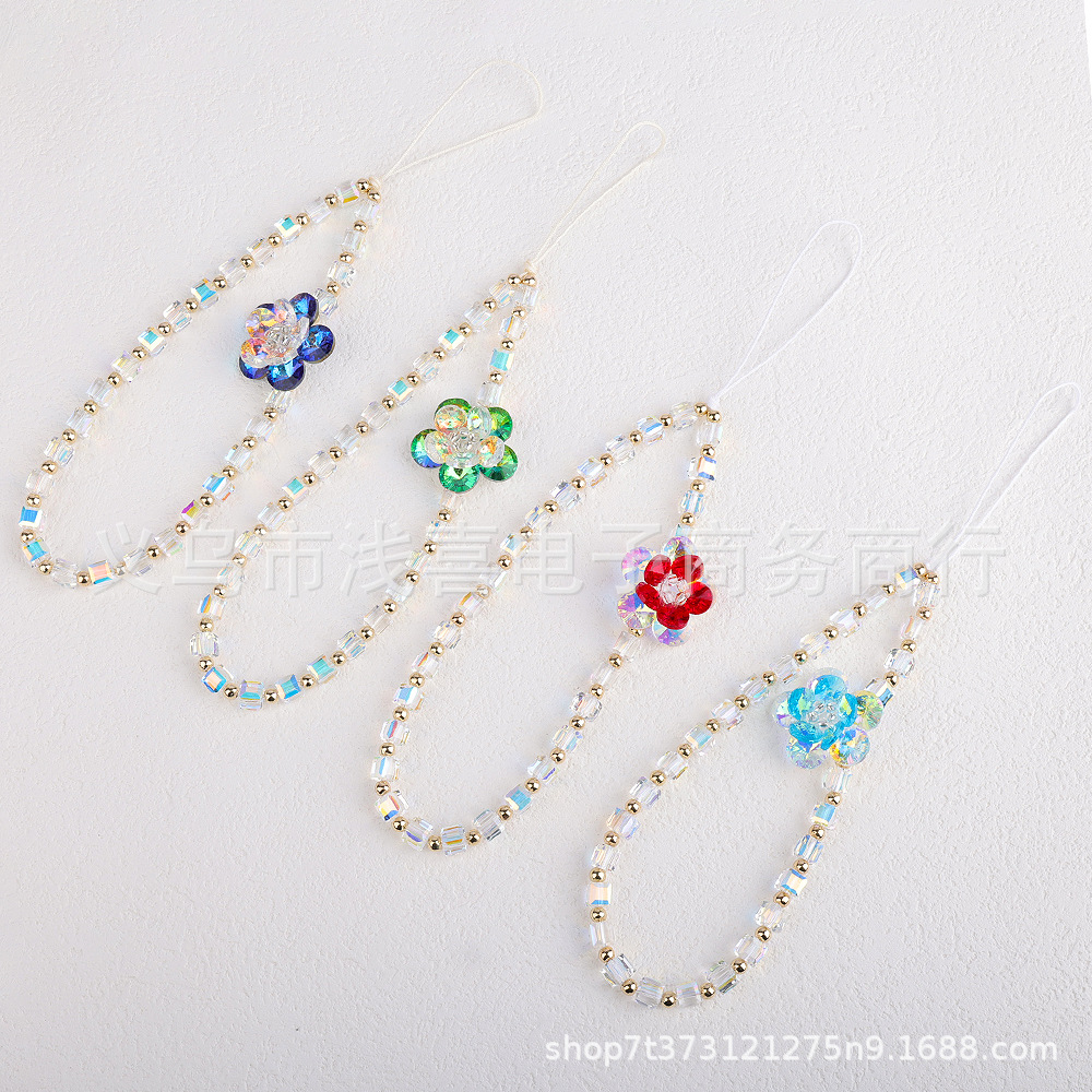 2024 Chinese-style new Chinese-style crystal lotus flower mobile phone chain, beaded chain, tulip mobile phone lanyard chain Item Picture