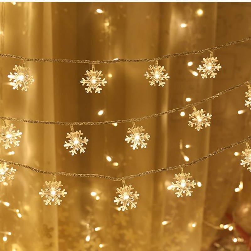 LED snowflake string Christmas decoration lights, small colored lights, string lights, snowflake Christmas decorative lights, bulk wholesale