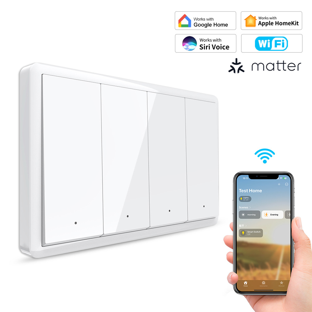Matter+WIFI magnetic hold, single fire, zero fire, US-spec push-button switch, Homekit direct connection, Tuya APP direct connection Item Picture