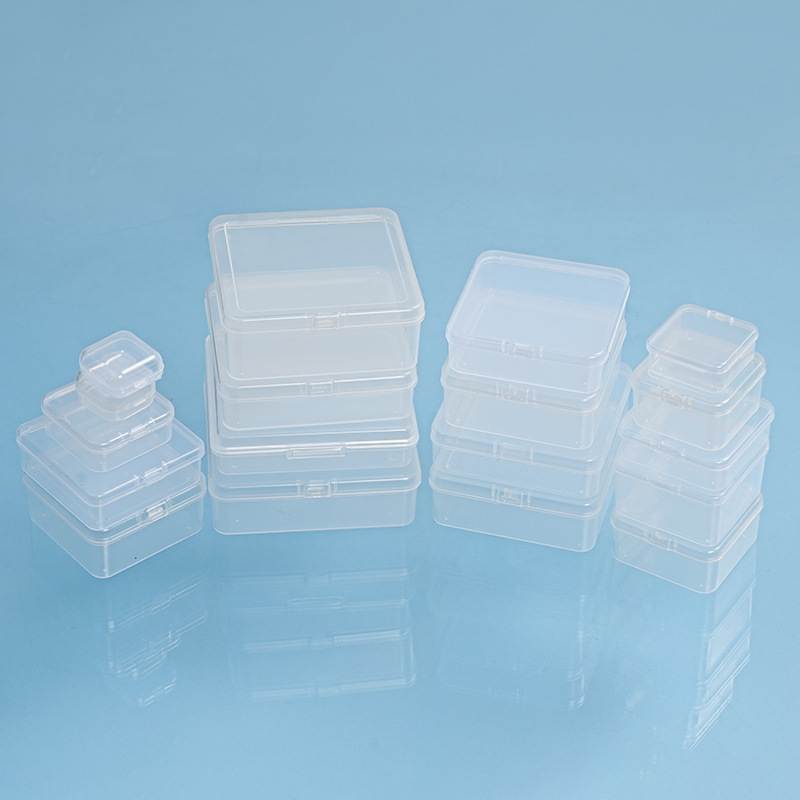 Dust-proof transparent plastic box, flip cover square pp box, hardware accessories, fishing gear display packaging box, bean box Specification image