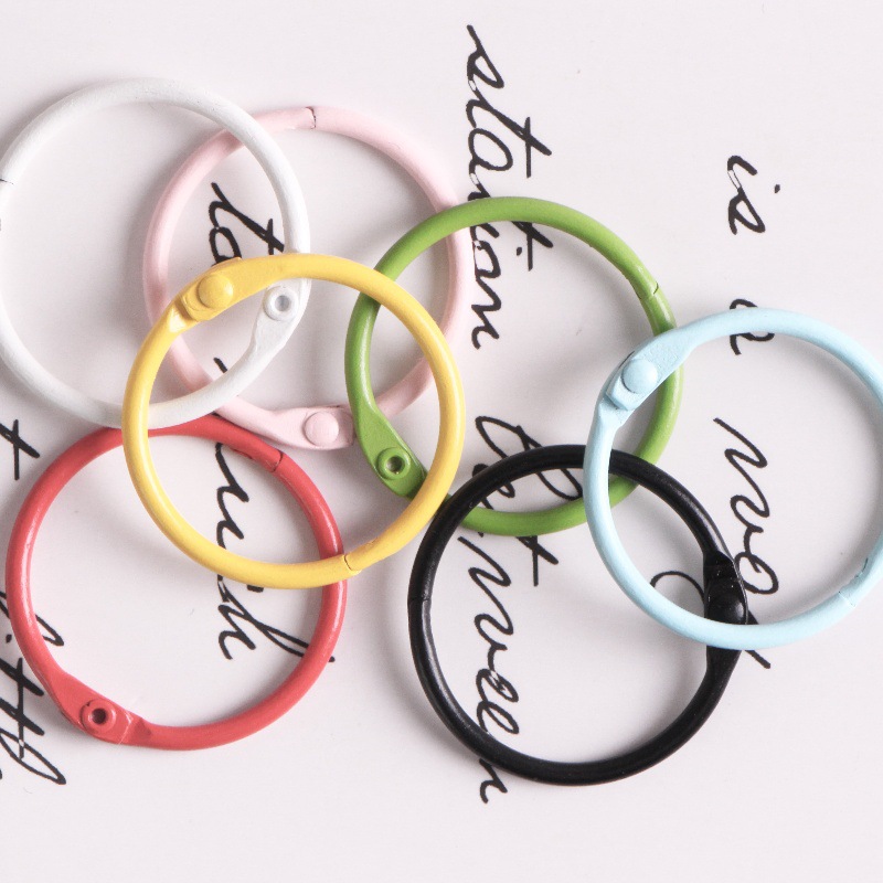 Colorful loose-leaf ring, binding ring, candy-colored alloy key ring, book ring, activity card ring, doll hanging ring Application Scenario