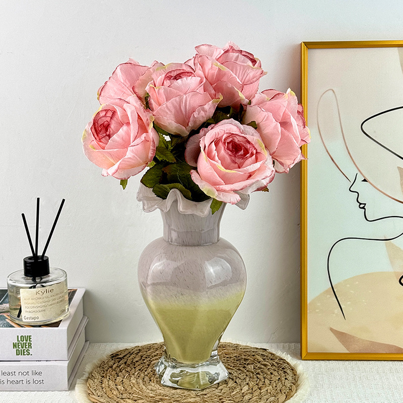 韩式玫瑰仿真花手捧花玫瑰花假花家居客厅餐桌装饰摆件拍照道具产品图