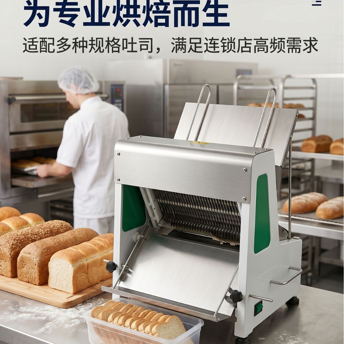 Commercial bread slicer, fully automatic toast slicer, hamburger uniform slicer equipment, specially designed for bakeries details Picture