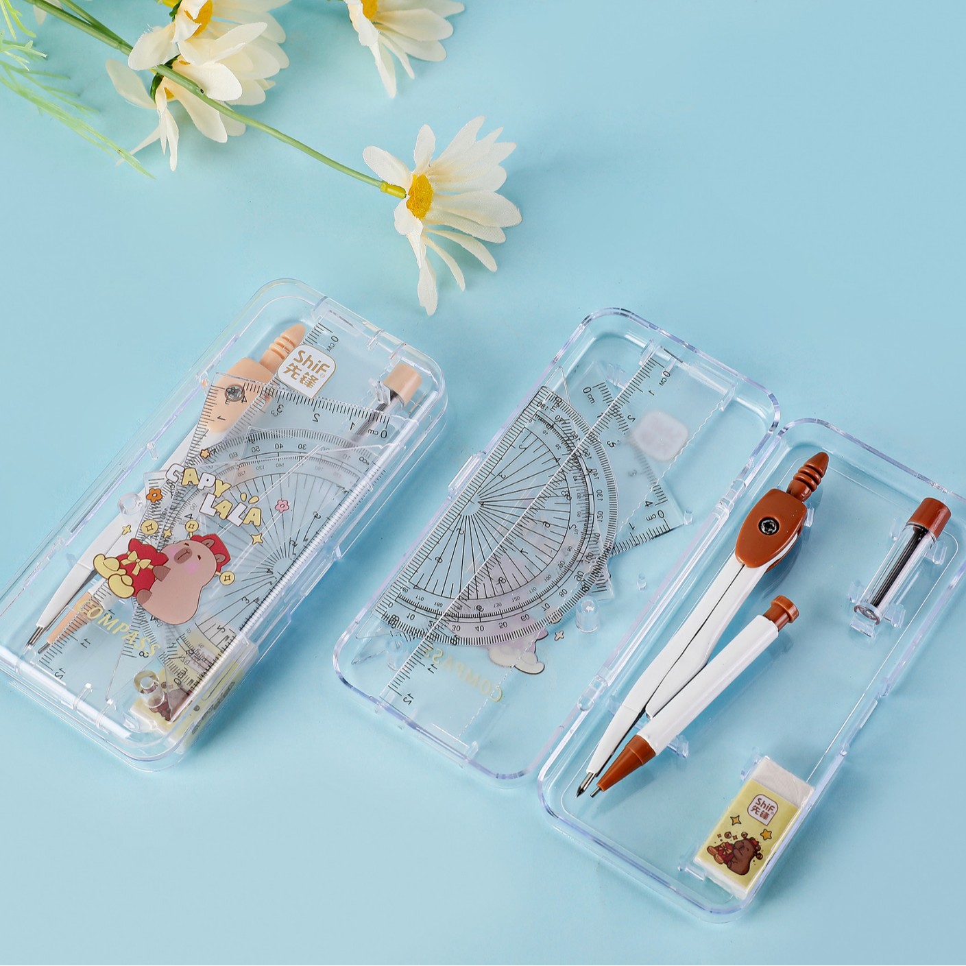 Pioneer 3177 card medium size seven-piece compass set for student metal alloy compass geometry exam drawing Application Scenario